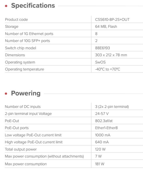 MikroTik CSS610-8P-2S+OUT Venkovní PoE switch s UPS netPower Lite 8P