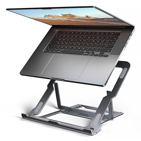 AXAGON STND-LAG, hliníkový stojan pro notebooky 10"-17.3", nastavitelná výška, šedý
