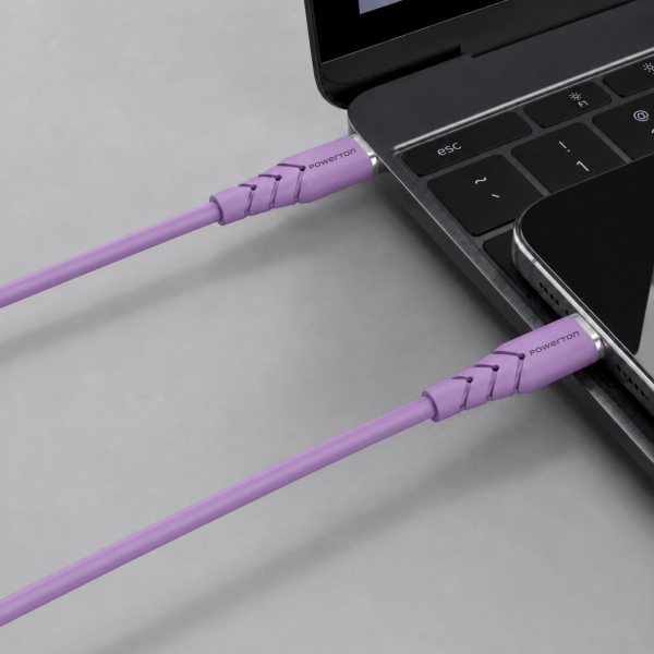 Powerton ENERGY PASTEL EDITION Kabel USB-C, 100W, 1m, silikonový, fialová