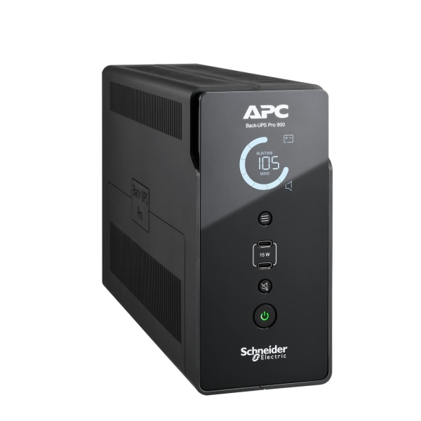 APC Back UPS Pro, 900VA, Tower UPS, 230V, 4x French outlets, AVR, USB-C Charging Ports