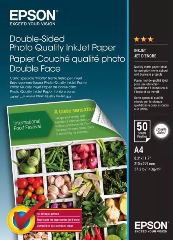 EPSON Paper A4 - Double-Sided Photo Quality Inkjet Paper A4 50 Sheets