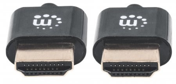 MANHATTAN Ultra-thin High Speed HDMI Cable with Ethernet, HEC, ARC, 3D, 4K, HDMI Male to Male, Shielded, Black, 0,5m