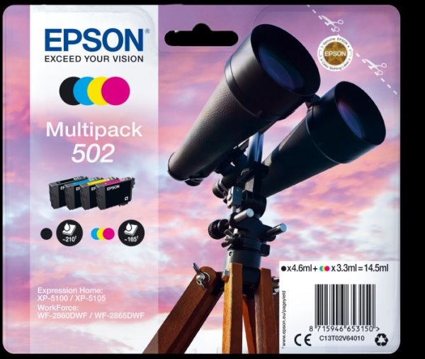 Náplň Epson 502, C13T02V64010 CMYK multipack blistr 