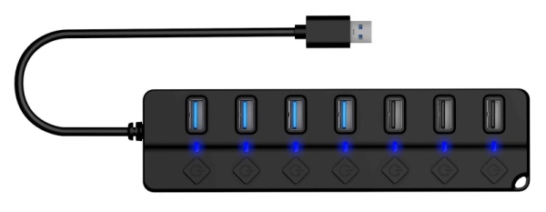 CONNECT IT USB Hub Mighty Switch 2, 4xUSB 3.0, 3xUSB 2.0, externí, černá