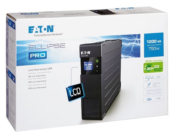 Eaton Ellipse PRO 1200 FR, 750 W, UPS 1200VA, 8 zásuvek, LCD, české zásuvky