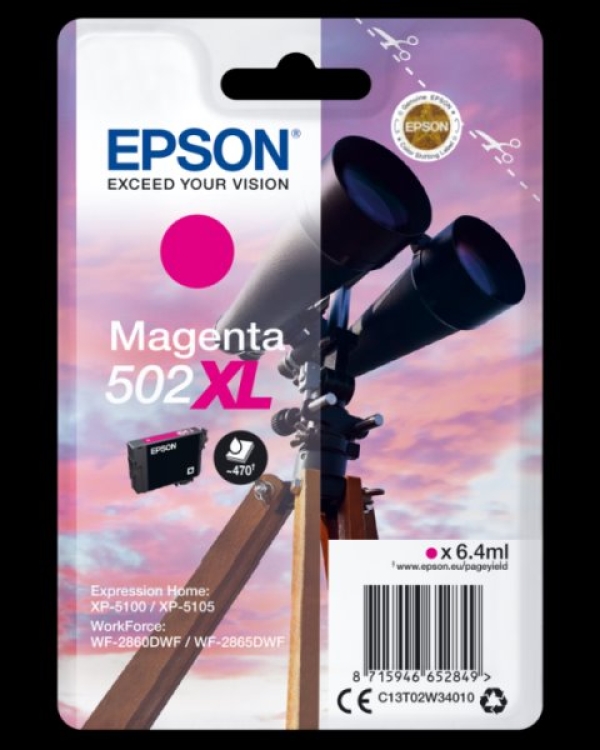 Náplň Epson 502XL, C13T02W34010 purpurová