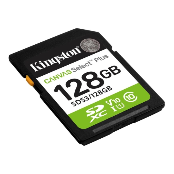 Kingston paměťová karta 128GB Canvas Select Plus Gen 3 SDXC 150R U1 UHS-I C10 V10