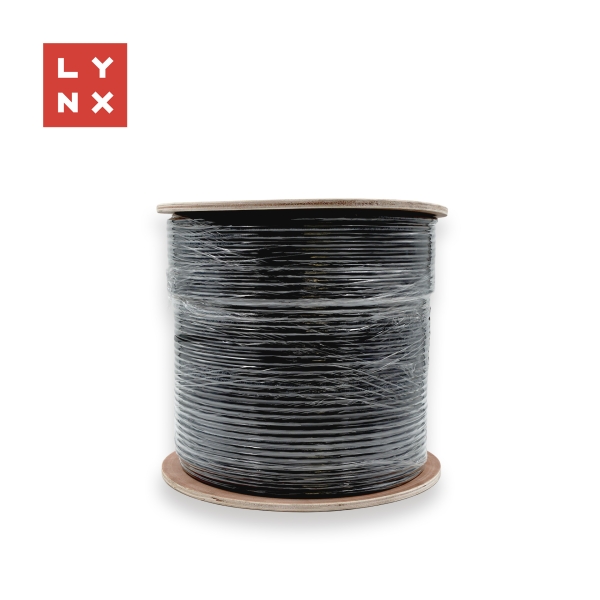 LYNX FTP kabel Cat6, PE (Fca), celoměděný, venkovní, černý, box 305m