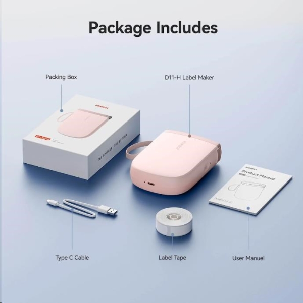 Niimbot Tiskárna štítků D11-H Smart, růžová + role štítků 160 ks