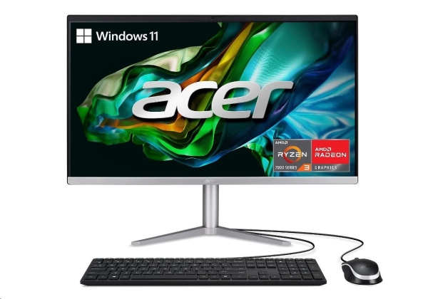 ACER PC AiO Aspire C24-1300 - Ryzen 3 7320U,23,8" FHD IPS,8GB,512GB M.2 SSD,Radeon610M,W11Original,stříbrná,KB+Mouse
