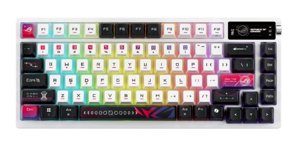 ASUS Klávesnice ROG Azoth X, Mechanická, Bezdrátová BT, RF 2.4GHz, US, bílá