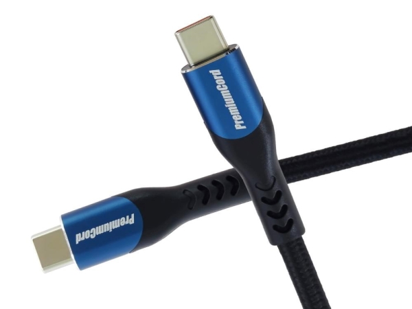 PremiumCord USB-C kabel ( USB 3.2 GEN 2x2, 5A, 100W, 20Gbit/s ) 0,5m, bavlněný oplet