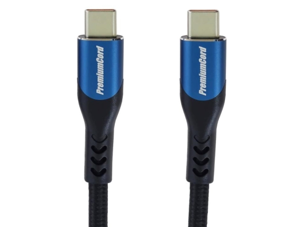 PremiumCord USB-C kabel ( USB 3.2 GEN 2x2, 5A, 100W, 20Gbit/s ) 0,5m, bavlněný oplet
