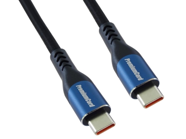 PremiumCord USB-C kabel ( USB 3.2 GEN 2x2, 5A, 100W, 20Gbit/s ) 0,5m, bavlněný oplet