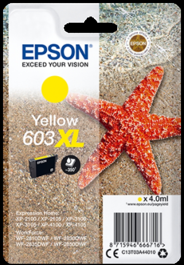 Náplň Epson 603XL, C13T03A44010 žlutá blistr 