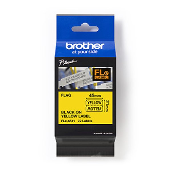 Brother - FLE6511, černá / žlutá (24mm, nelaminovaný praporek)