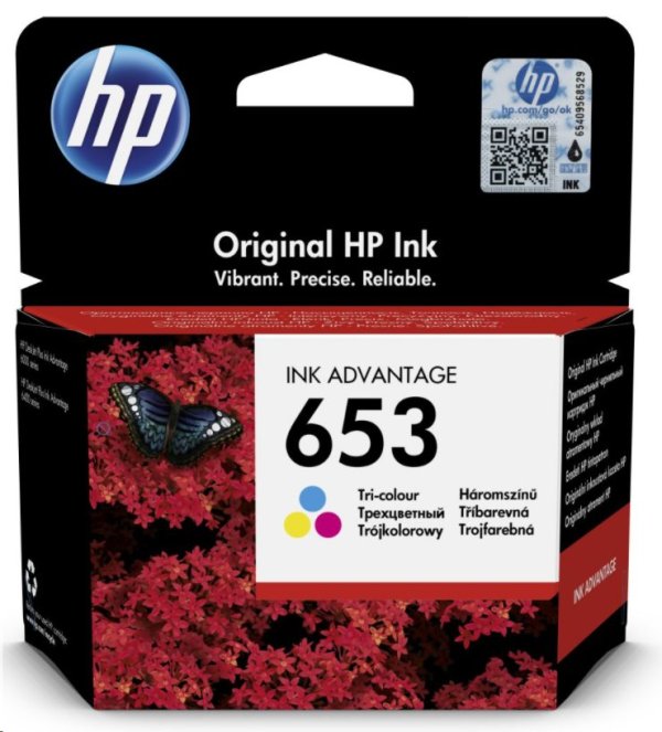 NáPlň HP 653, (3YM74AE) tříbarevná inkoustová náplň pro tiskárny HP