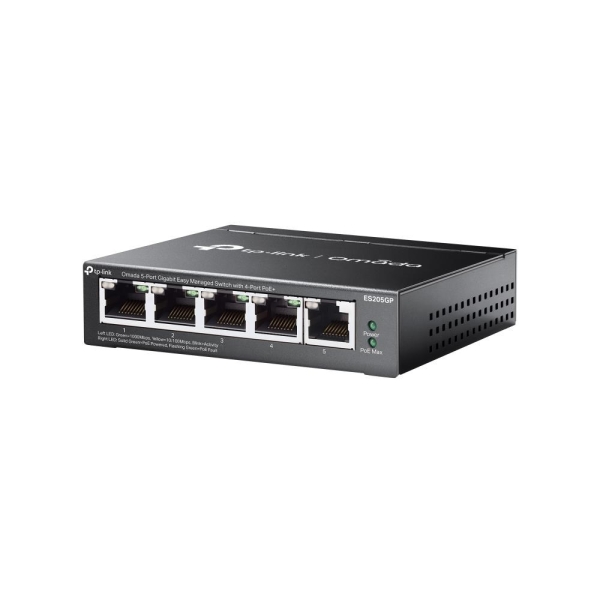 TP-Link OMADA switch ES205GP (5xGbE,4xPoE+,65W, fanless)