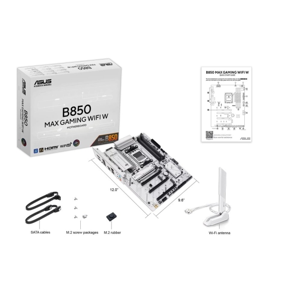 MB ASUS B850 Max Gaming WIFI W /AM5/4xDDR5/M.2/W6E+BT5.3/HDMI/DP/ATX/White