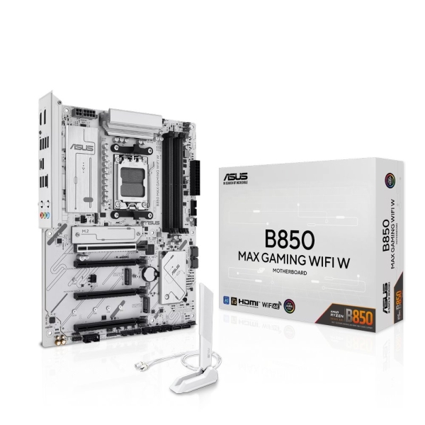 MB ASUS B850 Max Gaming WIFI W /AM5/4xDDR5/M.2/W6E+BT5.3/HDMI/DP/ATX/White