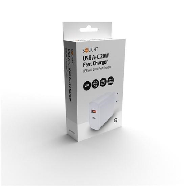 Nabíječka Solight USB A+C 20W fast charger (DC71)