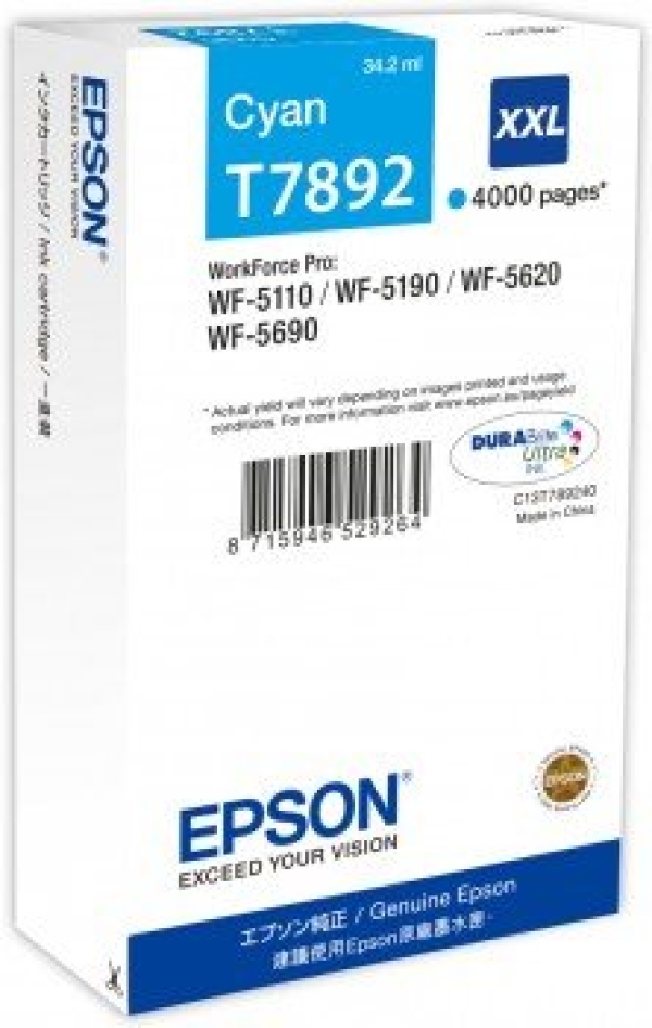 Náplň Epson C13T78924010, T7892 (XXL) azurová