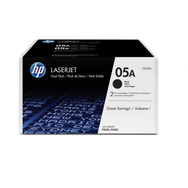 HP 05A (CE505D), dvojbalení černých originálních tonerů do tiskárny HP