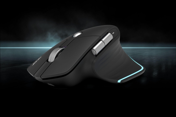 ACER bezdrátová myš Easy Fit Mouse,ergonomická,4000dpi,6 tlačítek,RGB,10m dosah,USB-C,BT,Black