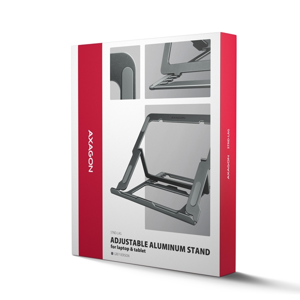 AXAGON STND-LAG, hliníkový stojan pro notebooky 10"-17.3", nastavitelná výška, šedý