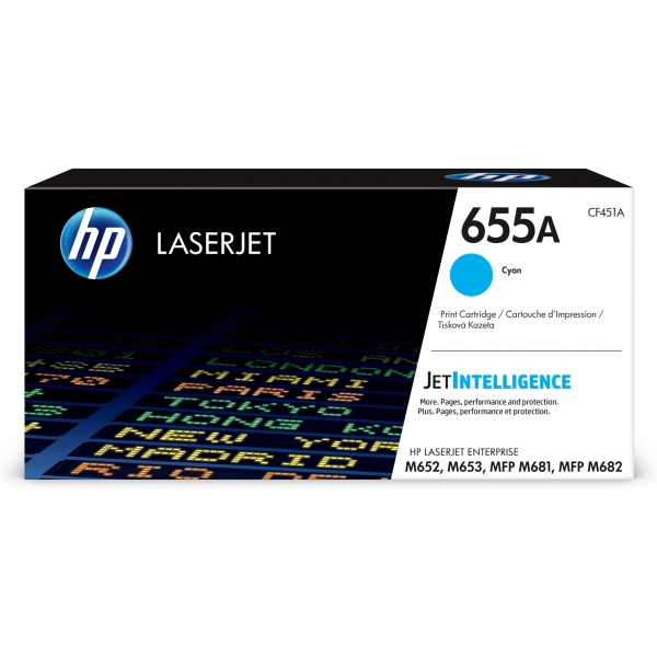 Toner HP č.655A CF451A azurový