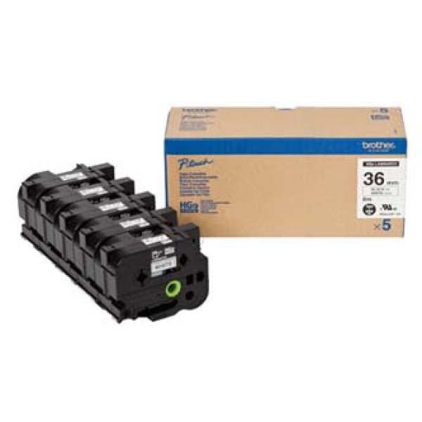 Brother HGE-261V5 - Černá na bílé - Role (3,6 cm x 8 m) 5 kazeta/y lamino páska - pro P-Touch PT-9500pc, PT-9700PC, PT-9800PCN; P-Touch R RL-700S
