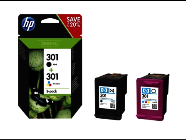 Náplň HP č.301, N9J72AE černá a barevná 2-pack 