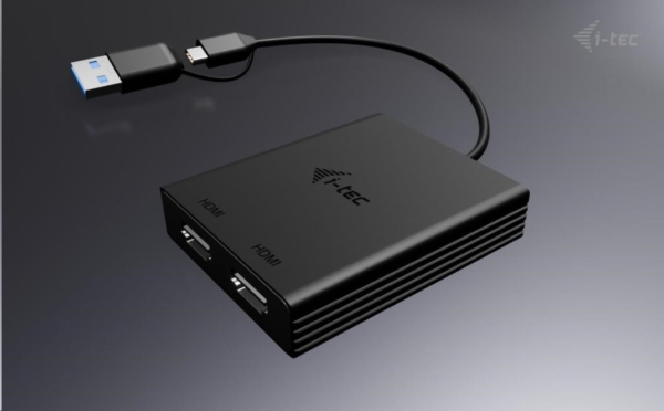 i-tec USB-A/USB-C Dual 4K HDMI Video Adapter