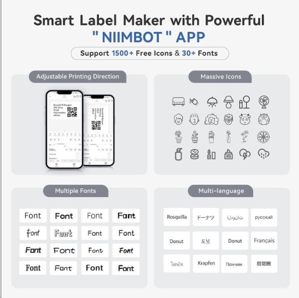 Niimbot Tiskárna štítků B1 Smart, grey + role štítků 210ks
