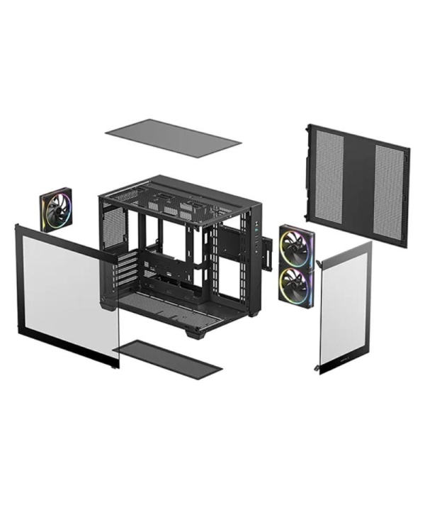 DEEPCOOL Case CG330 3F, mATX, Průhledná bočnice, 3x120mm ARGB Fan, černá