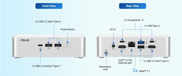 ASUS NUC 15 Pro+ RNUC15CRSU900002/Core Ultra 9 285H/DDR5/USB 7x/LAN/WiFi/Intel Arc/M.2/Stylish/L6 Kit/EU power cord