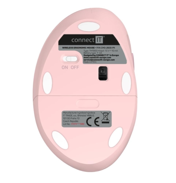 CONNECT IT FOR HEALTH LADIES PINK Bezdrátová vertikální myš, ergonomická, růžová