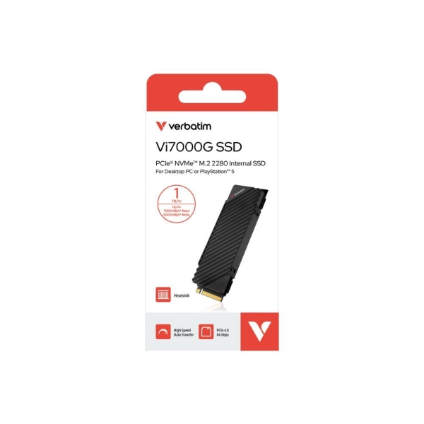 VERBATIM SSD Vi7000G Internal PCIe NVMe M.2 SSD 1TB , W 5500/ R 7400MB/s