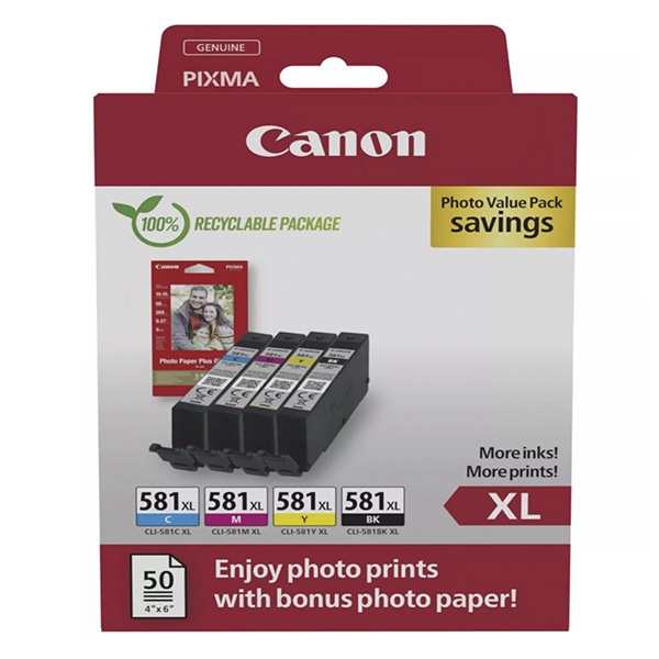 Canon CARTRIDGE CLI-581XL BK/C/M/Y fotopapír PP-201 pro PIXMA TS615x, TS625x, TS635x, TS815x  (400 str.)