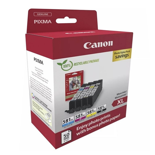 Canon CARTRIDGE CLI-581XL BK/C/M/Y fotopapír PP-201 pro PIXMA TS615x, TS625x, TS635x, TS815x  (400 str.)