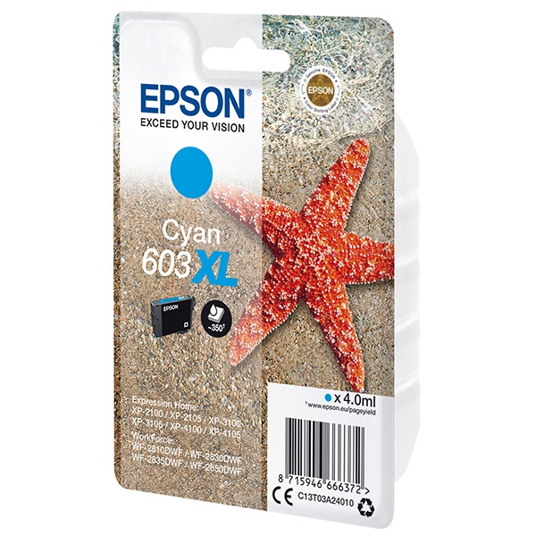 Náplň Epson 603XL, C13T03A24010 azurová blistr 