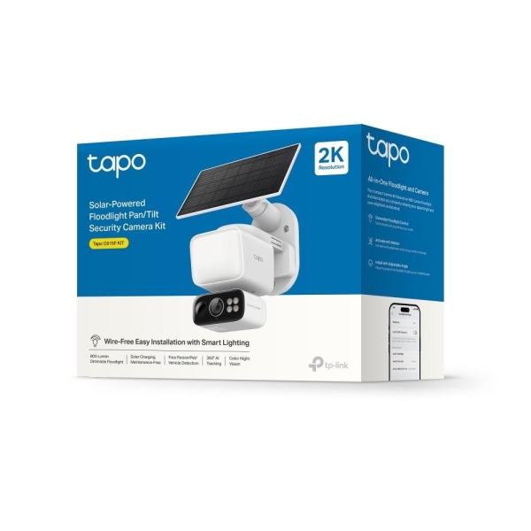 TP-Link Tapo C615F KIT venkovní kamera se světlometem, solární panel (3MP, 2K, 1296p, IR, WiFi, micro SD card, IP65)