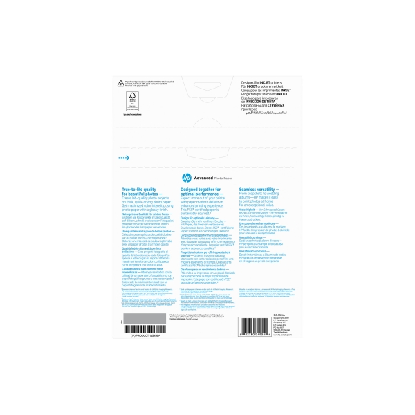 HP Advanced Glossy Photo Paper - Lesklý - A4 (210 x 297 mm) - 250 g/m2 - 25 listy fotografický papír - pro ENVY 50XX; Officejet 52XX, 80XX; Photosmart B110, Wireless B110