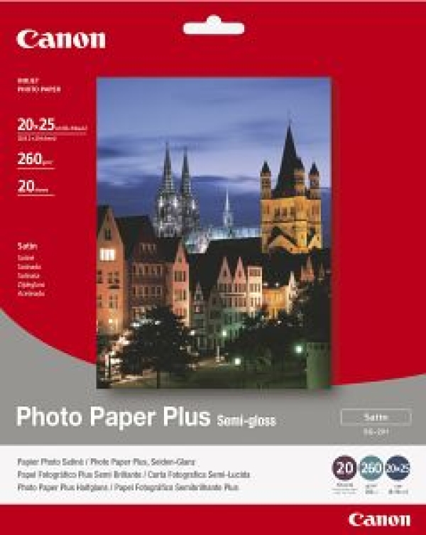 Canon Photo Paper Plus SG-201 - Pololesklý - 203 x 254 mm - 260 g/m2 - 20 listy fotografický papír - pro PIXMA iP3300, iP5300, MP180, MP490, MP510, MP550, MP560, MP600, MP810, MX330, TS7450