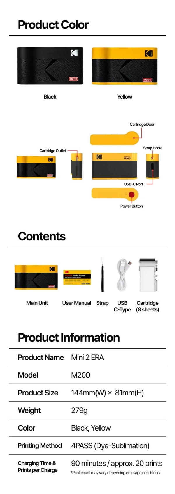KODAK přenosná tiskárna Mini 2 Printer ERA 2,1x3,4