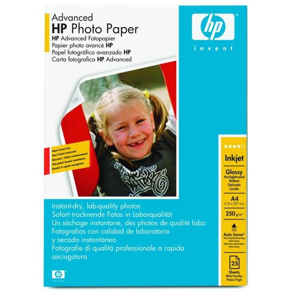HP Advanced Glossy Photo Paper - Lesklý - A4 (210 x 297 mm) - 250 g/m2 - 25 listy fotografický papír - pro ENVY 50XX; Officejet 52XX, 80XX; Photosmart B110, Wireless B110