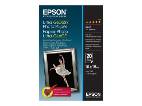 Epson Ultra Glossy Photo Paper - Lesklý - 100 x 150 mm 20 listy fotografický papír - pro EcoTank ET-1810, 2810, 2811, 2814, 2815, 2820, 2825, 2826, 2850, 2851, 2856, 4800, 4850