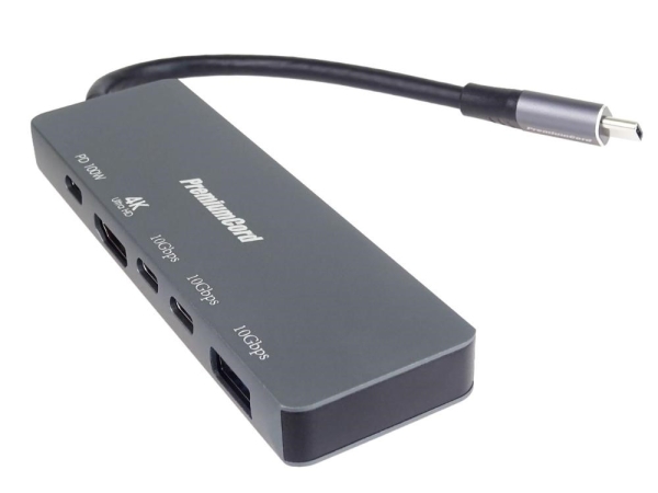 PremiumCord Adaptér USB-C na 4K@60Hz HDMI + 10G USB3.2 A + 10G 2x USB-C + PD