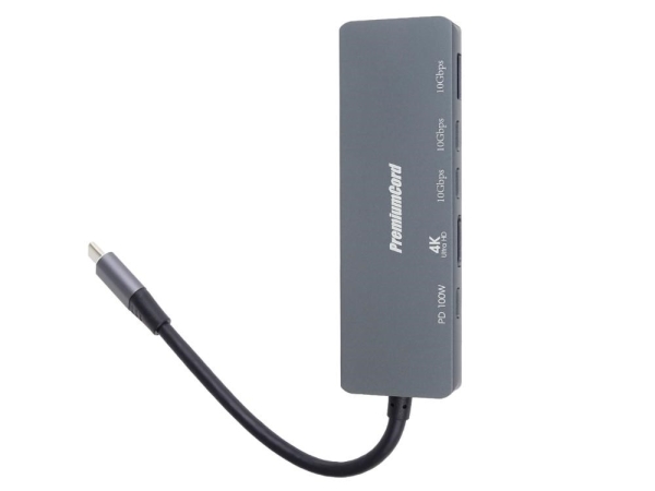 PremiumCord Adaptér USB-C na 4K@60Hz HDMI + 10G USB3.2 A + 10G 2x USB-C + PD
