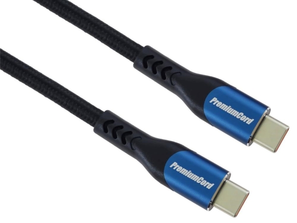 PremiumCord USB-C kabel ( USB 3.2 GEN 2x2, 5A, 100W, 20Gbit/s ) 2m, bavlněný oplet